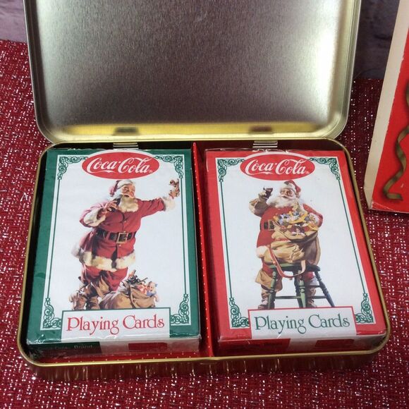 Vtg Coca-Cola Santa Claus Playing Cards in Tins Sealed Decks Nostalgia Christmas - Picture 10 of 12